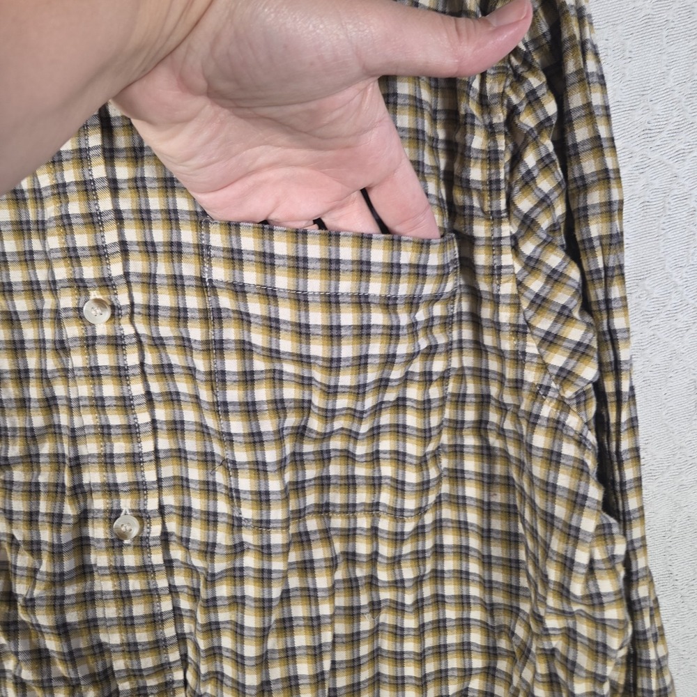 Banana Republic Plaid Button Down Mens XL Tall Black Fern Untucked Fit Casual - Picture 3 of 10